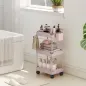Carrito Auxiliar con Ruedas de 3 Niveles Carrito de Cocina con Cestas Extraíbles y Soporte para Toallas Rosa
