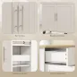 Isla de Cocina con Ruedas Encimera Plegable 2 Puertas con Cierre Suave Bandeja Extraíble 2 Cajones Blanco