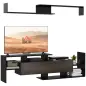 Mueble de Salón para TV Conjunto Muebles de TV 153,6x25x42cm y Estante de Pared 150x14,5x16,3cm Negro y Marrón Mueble de Salón para TV Conjunto Muebles de TV 153,6x25x42cm y Estante de Pared 150x14,5x16,3cm Negro y Marrón