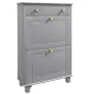 Mueble Zapatero Estrecho con 2 Puertas Abatibles y 1 Cajón para 8 Pares de Zapatos 60x23,5x98,5 cm Gris