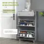 Mueble Zapatero Estrecho con 2 Puertas Abatibles y 1 Cajón para 8 Pares de Zapatos 60x23,5x98,5 cm Gris