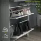 Mueble Zapatero Estrecho con 2 Puertas Abatibles y 1 Cajón para 8 Pares de Zapatos 60x23,5x98,5 cm Gris