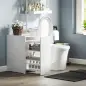 Mueble de Baño Estrecho con Cajón y Ruedas Organizador Independiente con 3 Compartimentos 47x30x66,5 cm Blanco