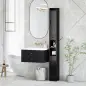 Columna de Baño con 2 Puertas Compartimento Abierto Estantes Ajustables y Portarrollos 20x20x185 cm Negro