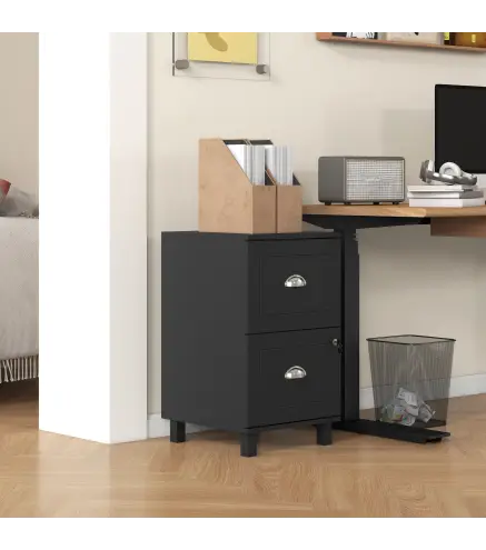 Archivador con Cerradura y 2 Cajones Barras Ajustables para Carpetas A4 y Carta Diseño Compacto 40x41,5x67,5 cm Negro