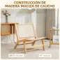 Butaca de Salón con Respaldo y Asiento Amplio de Ratán Marco de Madera para Dormitorio Sala de Estar Natural