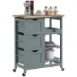 Carrito Auxiliar con Ruedas Carrito de Cocina con 3 Cajones 2 Estantes Abiertos y Bandeja Extraíble 67x37x85,5 cm Gris Carrito Auxiliar con Ruedas Carrito de Cocina con 3 Cajones 2 Estantes Abiertos y Bandeja Extraíble 67x37x85,5 cm Gris