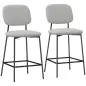 Conjunto de 2 Taburetes de Bar con Respaldo Tapizado Aterciopelado y Estructura de Acero 45x49x102 cm Gris Claro