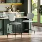 Conjunto de 2 Taburetes de Bar con Respaldo Tapizado Aterciopelado y Estructura de Acero 45x49x102 cm Gris Claro
