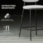 Conjunto de 2 Taburetes de Bar con Respaldo Tapizado Aterciopelado y Estructura de Acero 45x49x102 cm Gris Claro