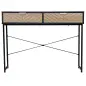 Mesa de Consola Estrecha con 2 Cajones Diseño de Líneas Talladas Estilo Moderna Negro y Roble
