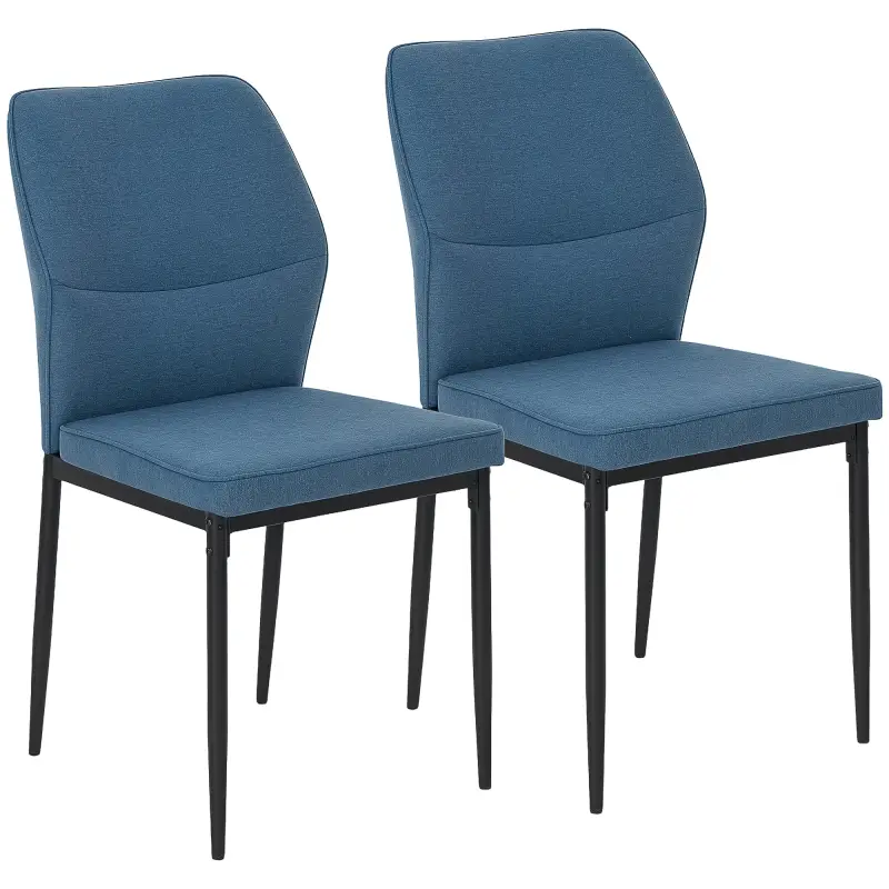 Conjunto de 2 Sillas de Comedor con Tapizado de Terciopelo Sintético Respaldo Curvo y Patas de Acero 45x57x86 cm Azul