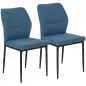 Conjunto de 2 Sillas de Comedor con Tapizado de Terciopelo Sintético Respaldo Curvo y Patas de Acero 45x57x86 cm Azul