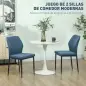 Conjunto de 2 Sillas de Comedor con Tapizado de Terciopelo Sintético Respaldo Curvo y Patas de Acero 45x57x86 cm Azul