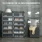 Armario Modular para Zapatos de Plástico con 12 Cubos Puertas y Conectores Diseño DIY para Entrada o Dormitorio Negro