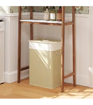 Cesto de Ropa Sucia con Tapa 72L Bolsa Interior Extraíble y Asas para Lavandería Dormitorio 40x30x60 cm Natural