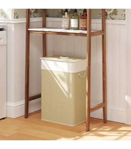 Cesto de Ropa Sucia con Tapa 72L Bolsa Interior Extraíble y Asas para Lavandería Dormitorio 40x30x60 cm Natural