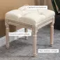Reposapiés de Salón con Asiento Capitoné y Patas Talladas de Madera Estilo Vintage para Dormitorio 40x40x43 cm Beige