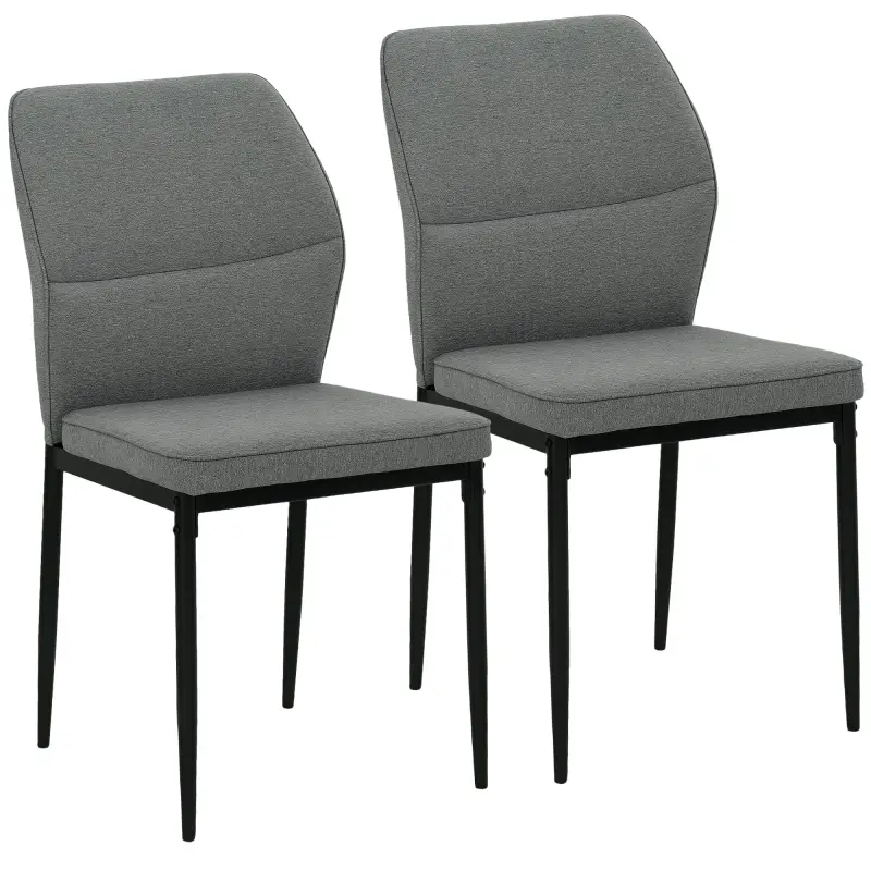 Conjunto de 2 Sillas de Comedor con Tapizado de Terciopelo Sintético Respaldo Curvo y Patas de Acero 45x57x86 cm Gris