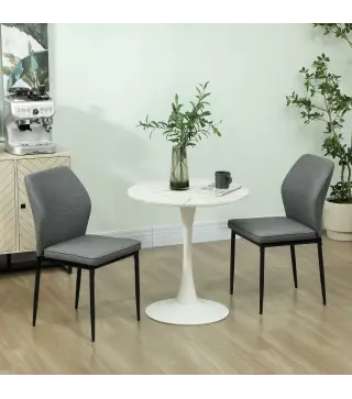 Conjunto de 2 Sillas de Comedor con Tapizado de Terciopelo Sintético Respaldo Curvo y Patas de Acero 45x57x86 cm Gris