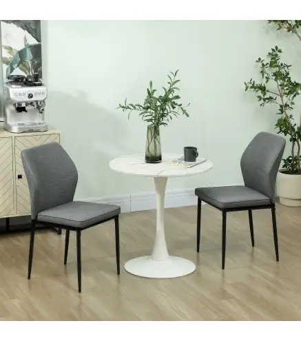 Conjunto de 2 Sillas de Comedor con Tapizado de Terciopelo Sintético Respaldo Curvo y Patas de Acero 45x57x86 cm Gris