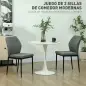 Conjunto de 2 Sillas de Comedor con Tapizado de Terciopelo Sintético Respaldo Curvo y Patas de Acero 45x57x86 cm Gris