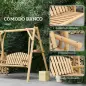 Banco Columpio de Jardín de Madera de 2 Plazas con Bandejas Laterales Reposabrazos y Estructura en A Natural