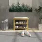 Banco Zapatero de Bambú con Cojín Zapatero de 2 Niveles para Entrada Pasillo o Dormitorio 60x29x49 cm Crema