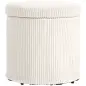 Puff con Almacenaje Redondo Tapizado en Pana con Estructura de Acero Estable y Acolchado Suave Ø40x41 cm Beige