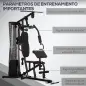 Máquina de Musculación con Pesas Ajustables de 45 kg Prensa de Pecho y Piernas Polea 170x104x205 cm Negro Máquina de Musculación con Pesas Ajustables de 45 kg Prensa de Pecho y Piernas Polea 170x104x205 cm Negro