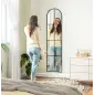 Espejo de Pared de Cuerpo Entero con Diseño Arqueado y Marco de Metal para Dormitorio o Recibidor 40x160 cm Negro
