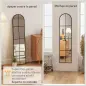 Espejo de Pared de Cuerpo Entero con Diseño Arqueado y Marco de Metal para Dormitorio o Recibidor 40x160 cm Negro
