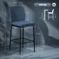 Set de 2 Taburetes Altos con Tapizado Aterciopelado y Patas de Acero para Cocina Comedor Barra 41x52x97 cm Azul