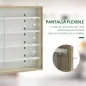 Vitrina de Pared de Madera con Estantes Ajustables y 2 Puertas Correderas de Cristal 80x9,5x60 cm Blanco y Natural