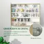 Vitrina de Pared de Madera con Estantes Ajustables y 2 Puertas Correderas de Cristal 80x9,5x60 cm Blanco y Natural