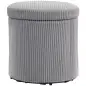Puff con Almacenaje Redondo Tapizado en Pana con Estructura de Acero Estable y Acolchado Suave Ø40x41 cm Gris Claro