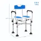 Silla de Ducha con Asiento Ranurado Altura Regulable Antideslizante Respaldo y Reposabrazos Carga 136 kg Azul