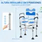 Silla de Ducha con Asiento Ranurado Altura Regulable Antideslizante Respaldo y Reposabrazos Carga 136 kg Azul