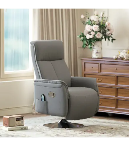Sillón de Masaje Eléctrico con Reposapiés Sillón Relax Giratorio y Reclinable con Mando 68,5x77x117 cm Gris