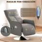 Sillón de Masaje Eléctrico con Reposapiés Sillón Relax Giratorio y Reclinable con Mando 68,5x77x117 cm Gris