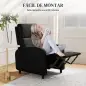 Sillón Relax Reclinable hasta 160° Sofá Reclinable Moderno con Reposapiés Soporta hasta 120 kg 64x86x102 cm Negro