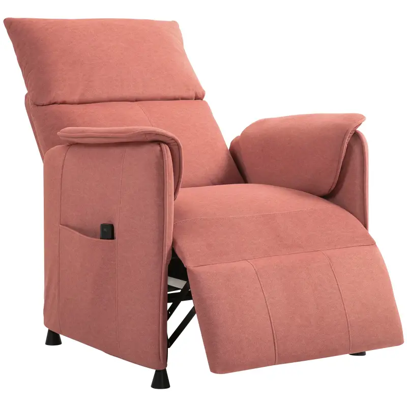 Sillón Reclinable con Motor sin Escobillas Reposapiés Tapizado Resistente y Bolsillos Laterales 80x83x104 cm Naranja