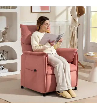 Sillón Reclinable con Motor sin Escobillas Reposapiés Tapizado Resistente y Bolsillos Laterales 80x83x104 cm Naranja