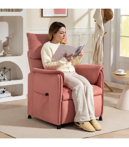 Sillón Reclinable con Motor sin Escobillas Reposapiés Tapizado Resistente y Bolsillos Laterales 80x83x104 cm Naranja