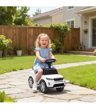 Coche Correpasillos con Licencia de Land Rover para Niños 18-36 Meses con Almacenaje Bocina Sonidos de Motor Blanco