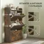 Zapatero Estrecho de 3 Cajones Abatibles para 24 Pares Diseño Rústico con Puertas de Granero 80x24x118 cm Marrón