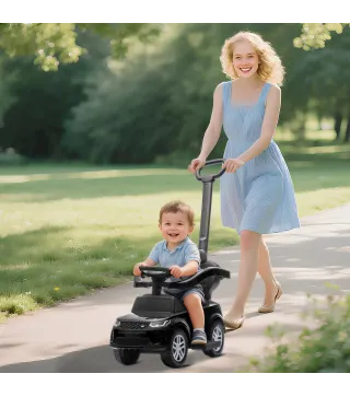 Correpasillos 2 en 1 para Niños de 18-36 Meses LAND ROVER DISCOVERY con Almacenaje Mango y Barandilla Extraíbles Negro