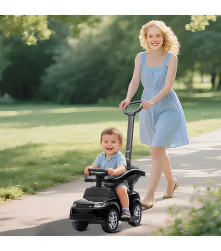 Correpasillos 2 en 1 para Niños de 18-36 Meses LAND ROVER DISCOVERY con Almacenaje Mango y Barandilla Extraíbles Negro