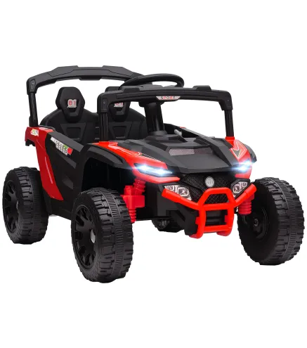 Coche Eléctrico para Niños 12V con 2 Motores Control Remoto 2,4G Suspensión Trasera Faros Música Rojo