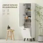 Armario Alto para Baño con Puertas y Estantes Cesto para Ropa Sucia en Espacios Reducidos 35x31,5x144 cm Blanco